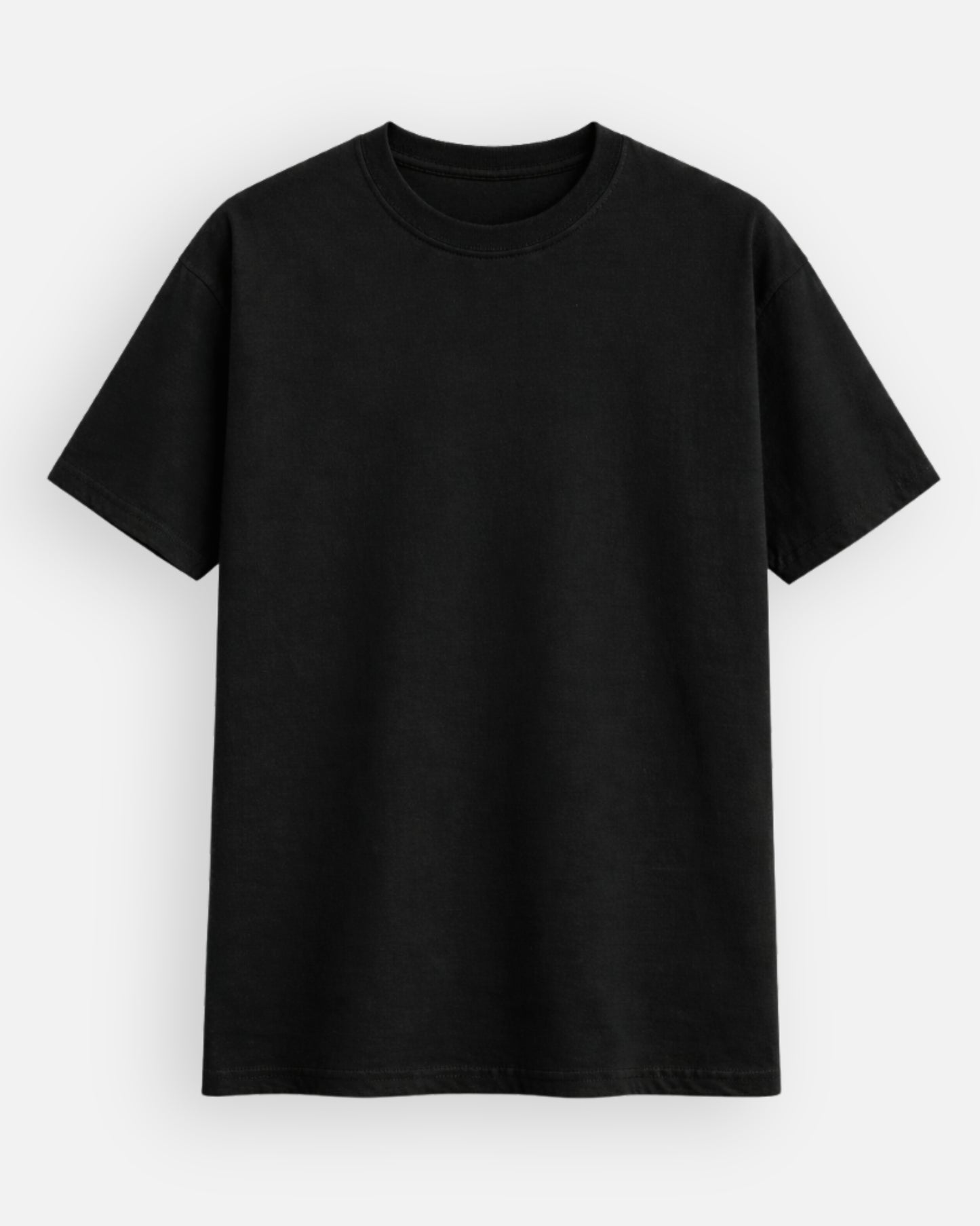 Black t-shirt on a white background