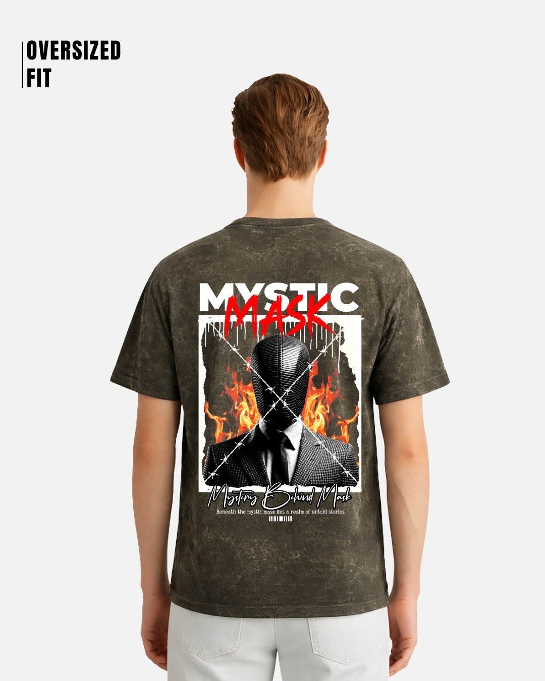 Mystic Mask Acid Washed Oversized T-shirt