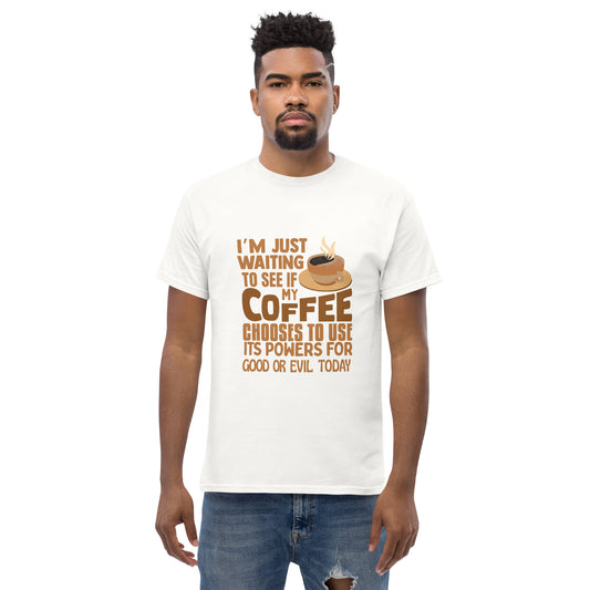 Coffee Good or Evil Unisex White T-Shirt
